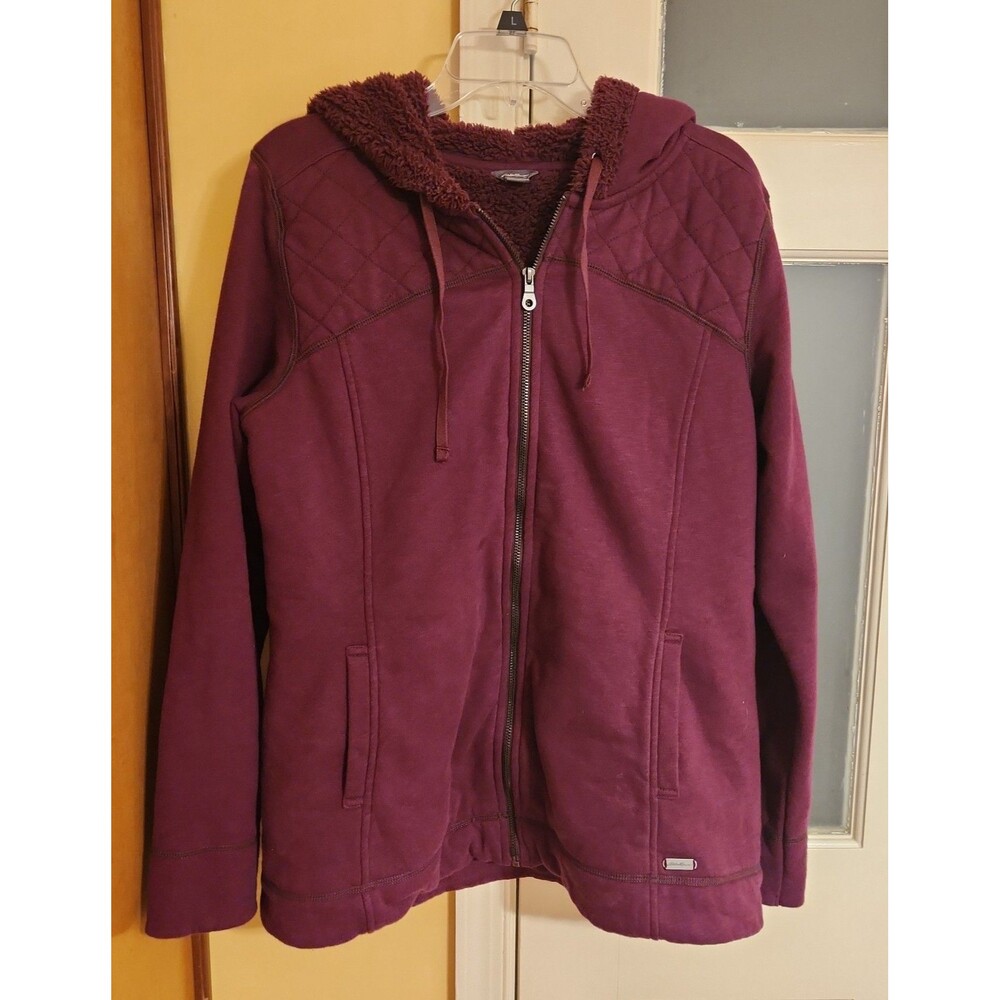 Eddie Bauer Women's Purple Full-Zip Jacket w/ Sherpa Lining & Hood Size L